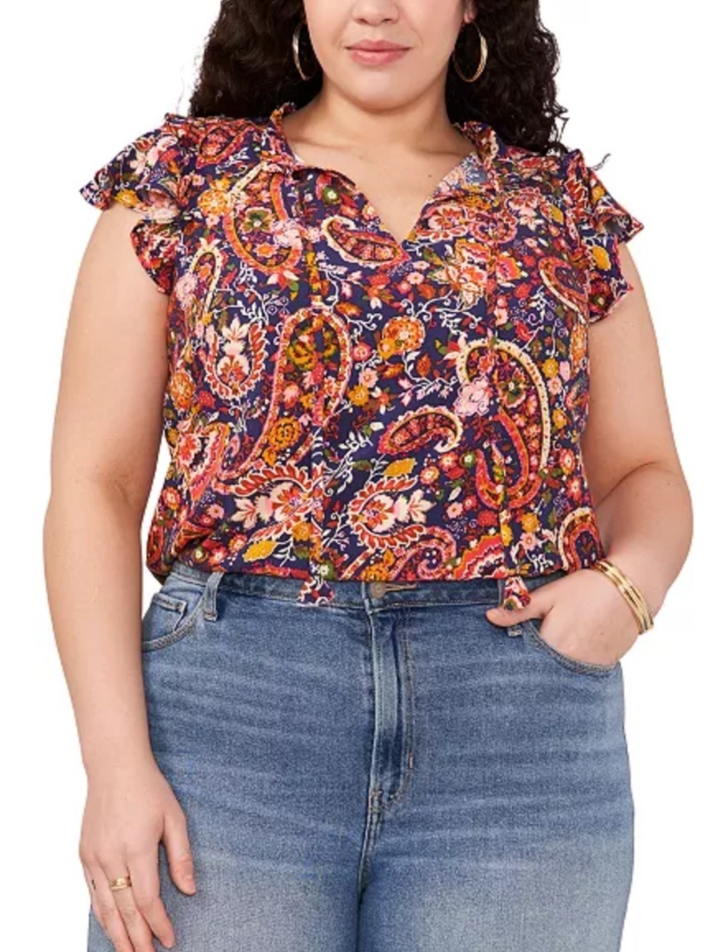 Vince Camuto
Plus Size Flutter-Sleeve Tie-Neck Top